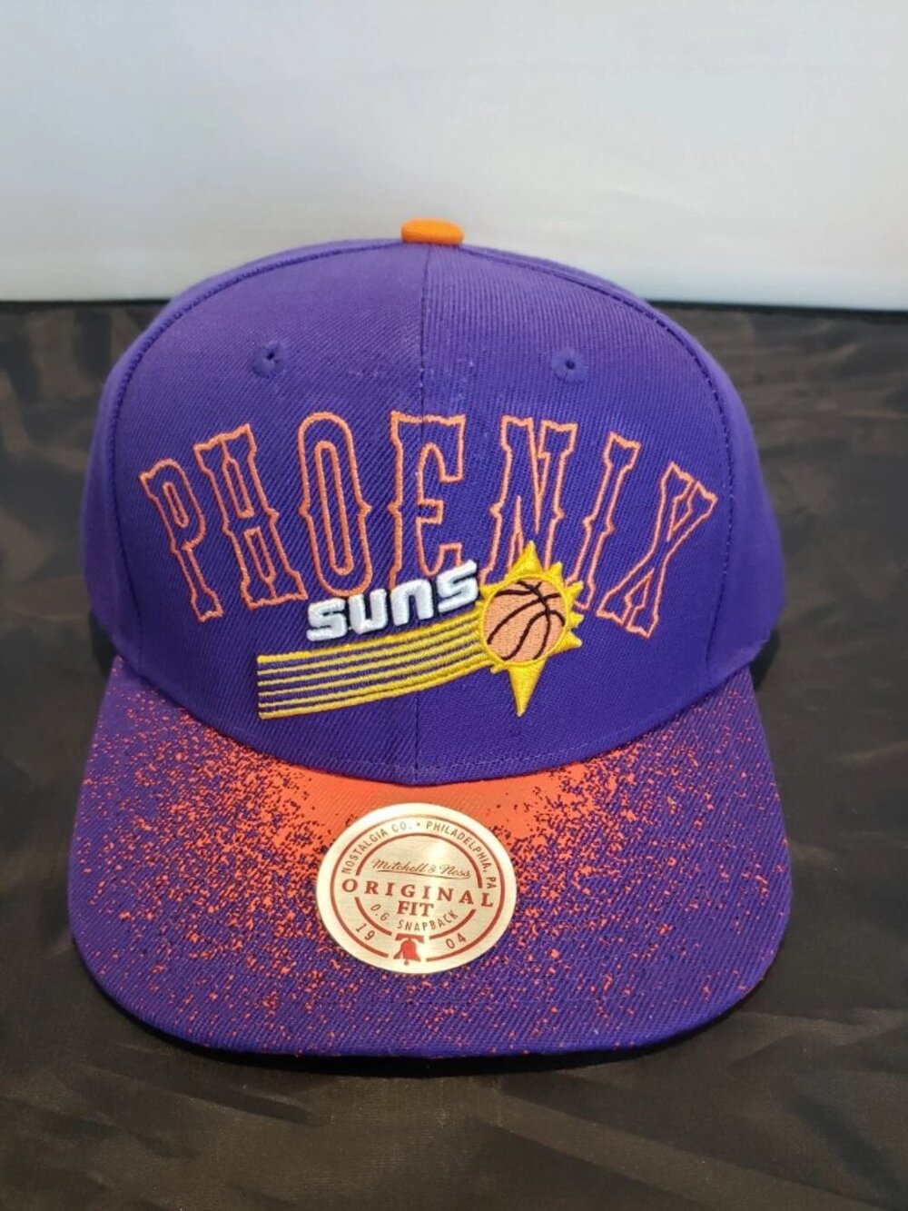 Phoenix Suns Snapback Hat Spray Paint Purple Orange OSFA Mitchell & Ness. New.